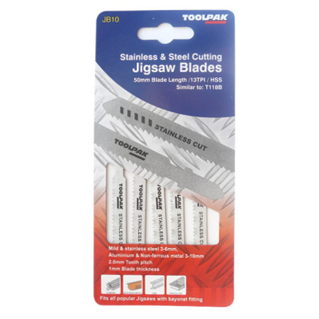 Jigsaw Blades 50mm 13tpi Thick Cut Jigsaw Blade Metal Pack of 5 Toolpak 